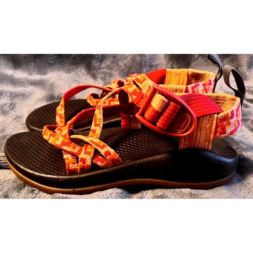 Chaco‎ Kids Z/1 Ecotread Sandals Orange Pink Geometric Strappy Size 12 Youth
